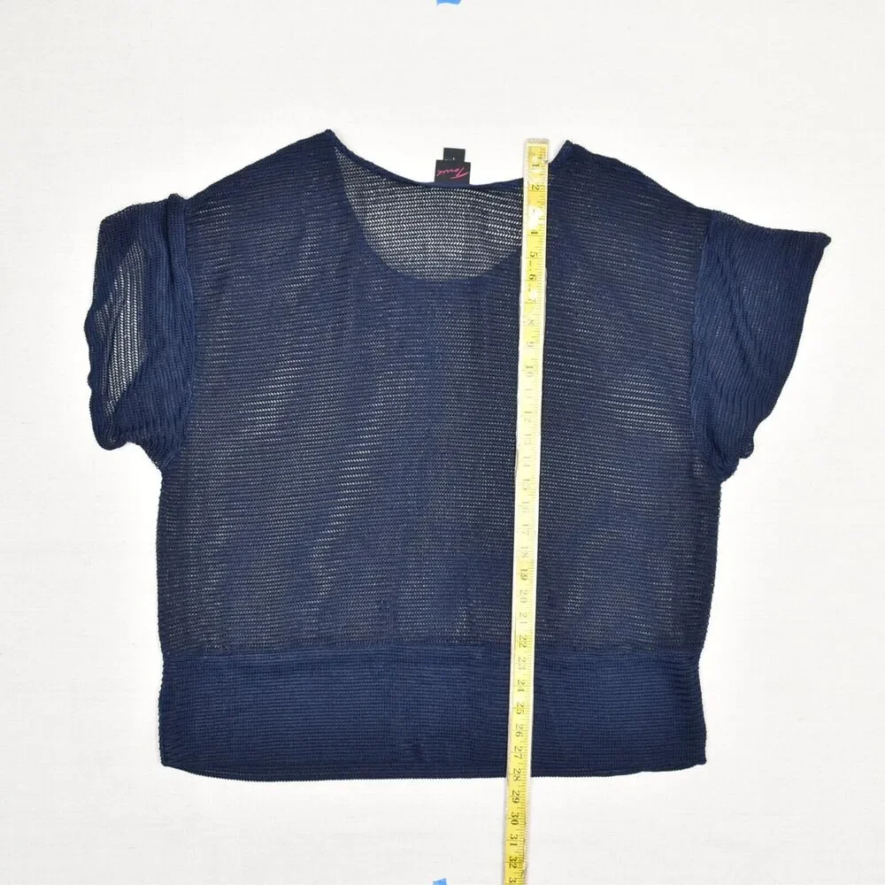 Torrid Women Blouse Knit Short Sleeve Solid Crew Neck Polyester Blue Plus Size 3 - Picture 5 of 8